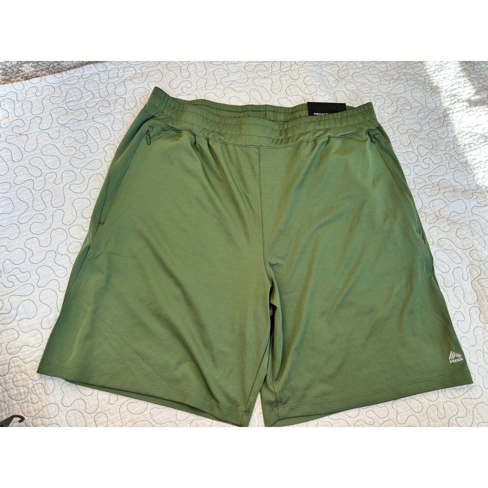 RBX Men's Traning Shorts 8" Inseam Green Pockets Size Large